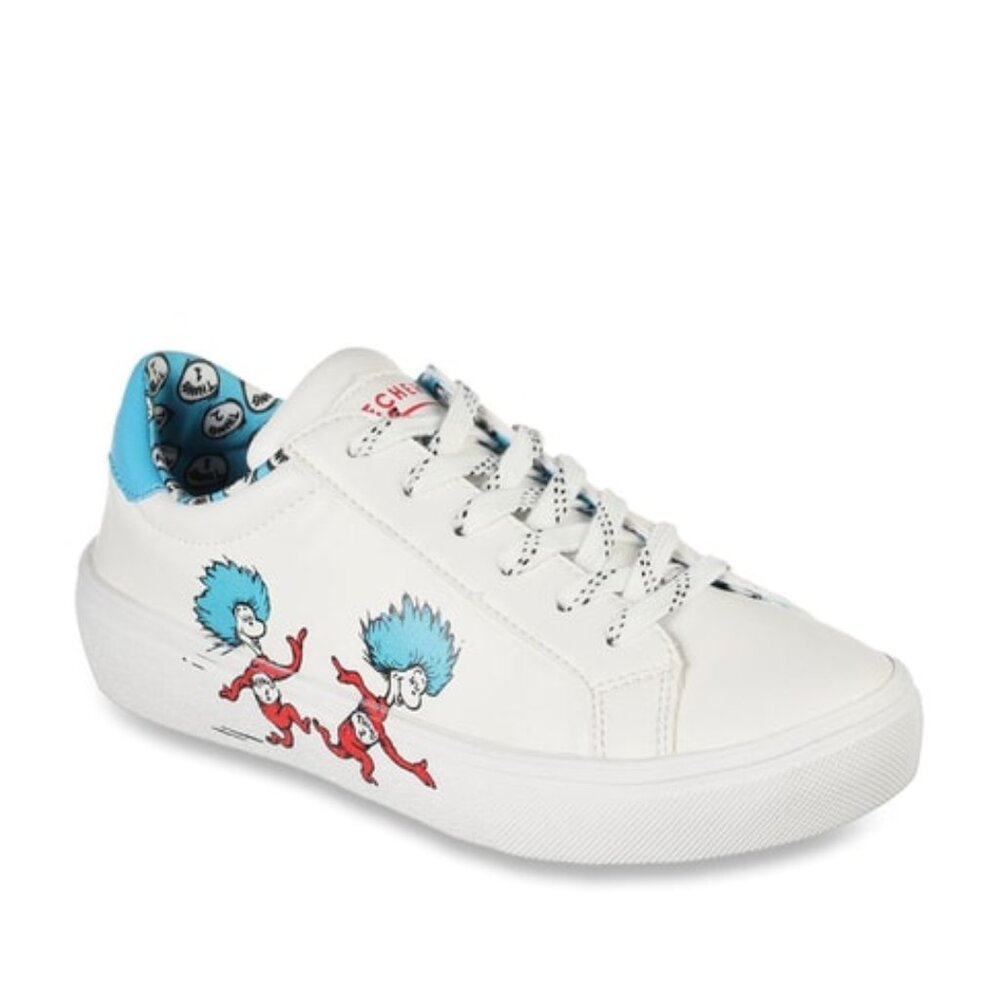Skechers X Dr. Seuss Goldie 2.0 Two Things White Blue Red Sneaker Size 7… - Picture 1 of 9